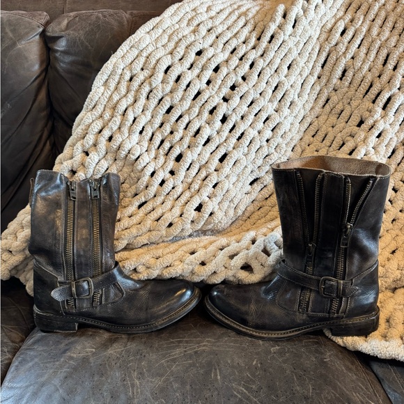 Bed Stu Black Leather Combat Boots - Picture 2 of 12